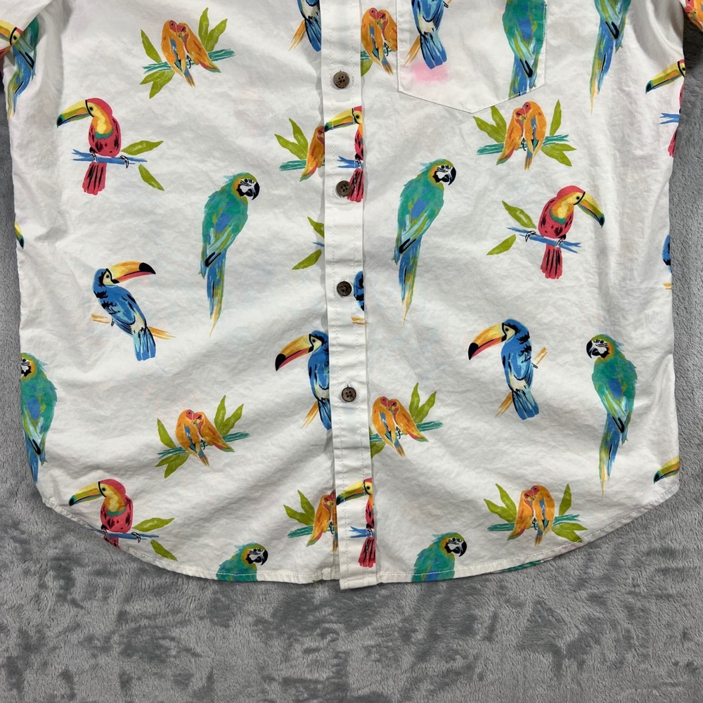 CHUBBIES Button Down Shirt Mens Small White Parrot Toucan Tropical - Picture 9 of 16